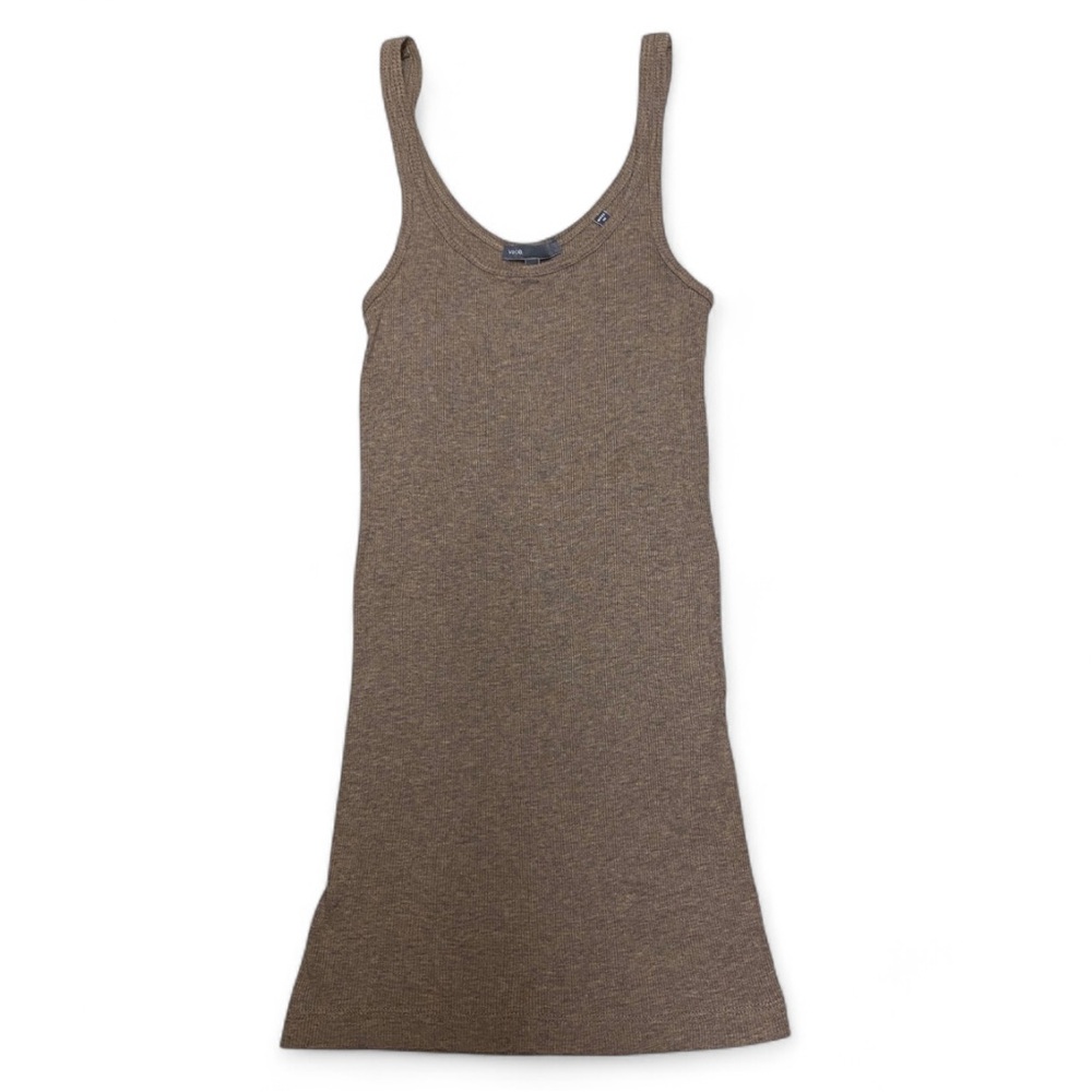 Vince Brown Scoop Neck Ribbed Tank Top